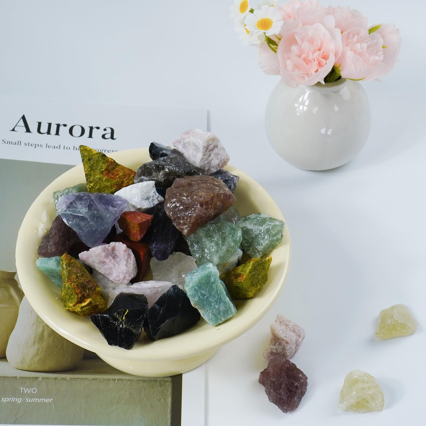 Raw Crystals, Large 1.2-2.0" Healing Crystal Natural Rough Stones for Intuition,Chakra,Meditation,Decoration,Polishing,Energy Work (White Crystal, 3.5oz-1.2-2.0"raw Crystals)