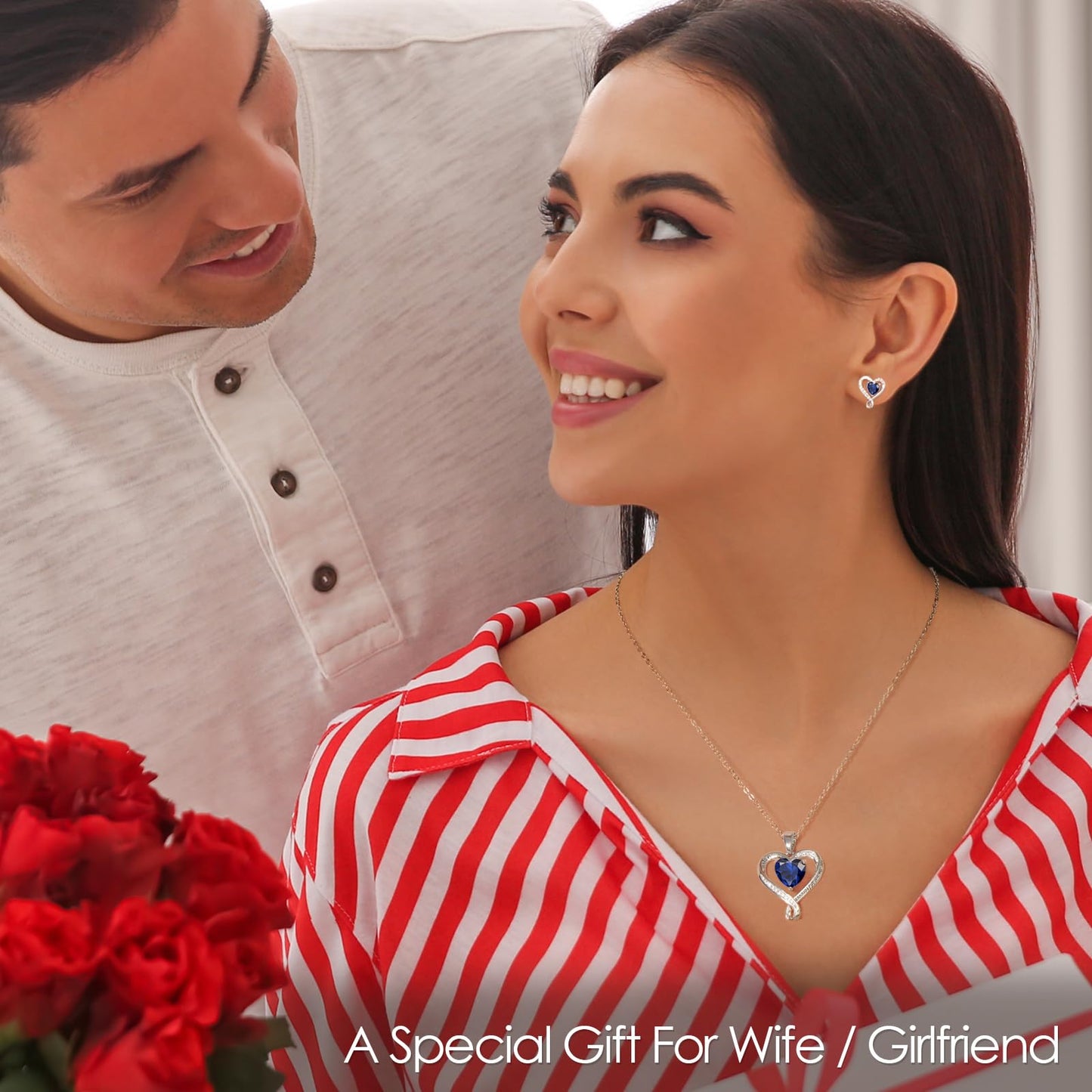 Zifeel Earrings for Women, 925 Sterling Silver Birthstone Heart Studs Earring for Girlfriend Wife, Anniversary Birthday Christmas Valentines Mother’s Day Gifts Jewelry for Women Wife Her Mom
