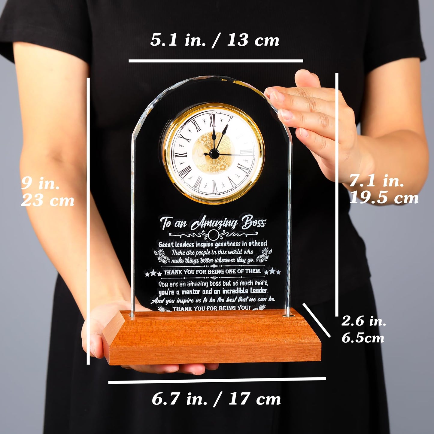 Arikyrist Boss Gifts for Women Going Away Clock for Female Bosses with Wooden Light Base Appreciation Retirement Presents for Men Lady Boss Boss's Day Gift Idea Office Decor