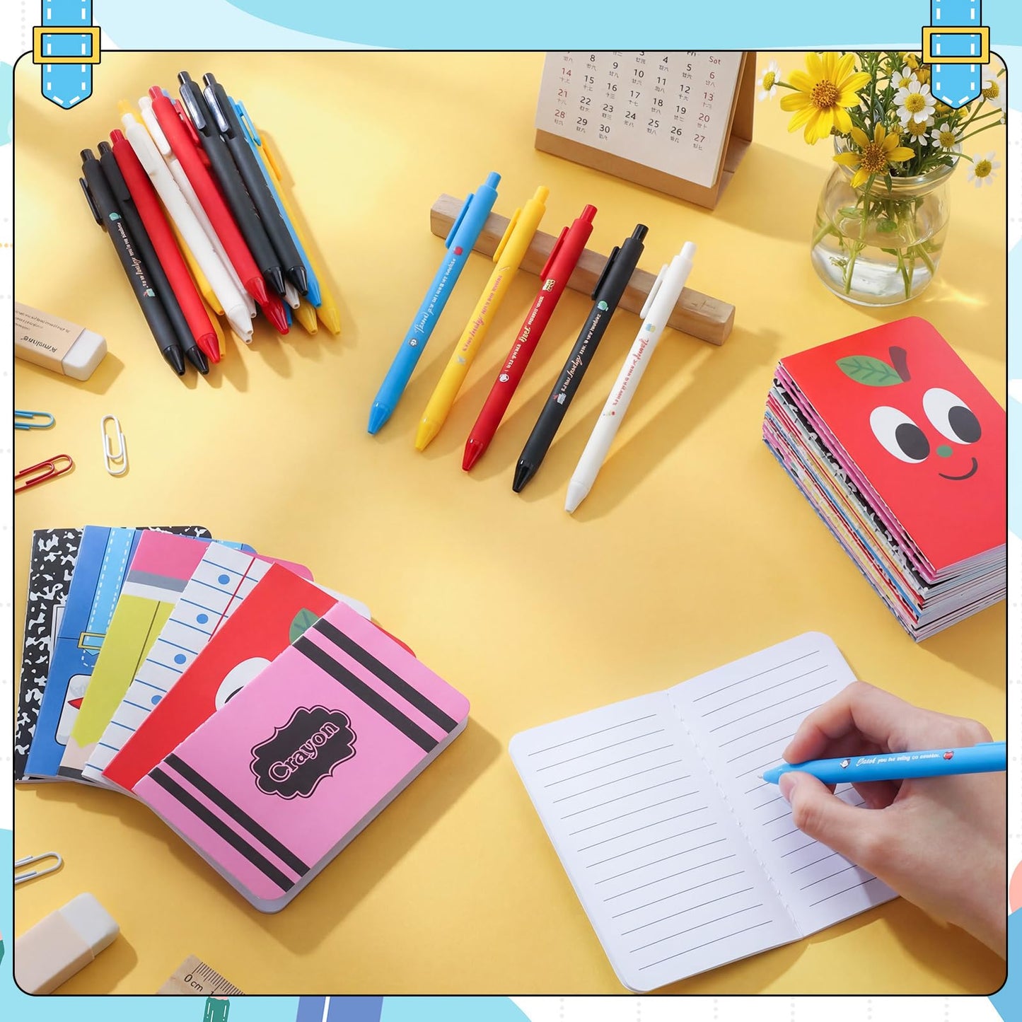 Funrous 48 Pcs Teacher Appreciation Gifts Bulk - 24 Set Teacher Notebook and Pen with Inspirational Quote, Small Pocket Notepad Journal Ballpoint Pen for Thank You Gift Women Men Adult Office Supplies