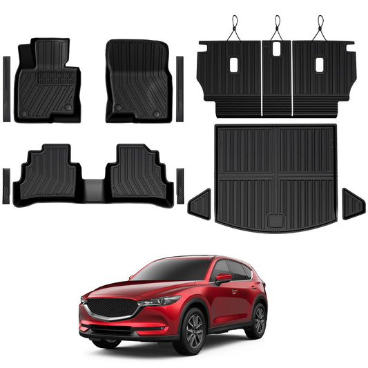 GALVAGNITE Floor Mats for Mazda CX-5 2017-2025, All Weather Floor Mats Trunk Cargo Liner with Backrest Protectors and Door Sill Guards Accessories, Full Coverage Set