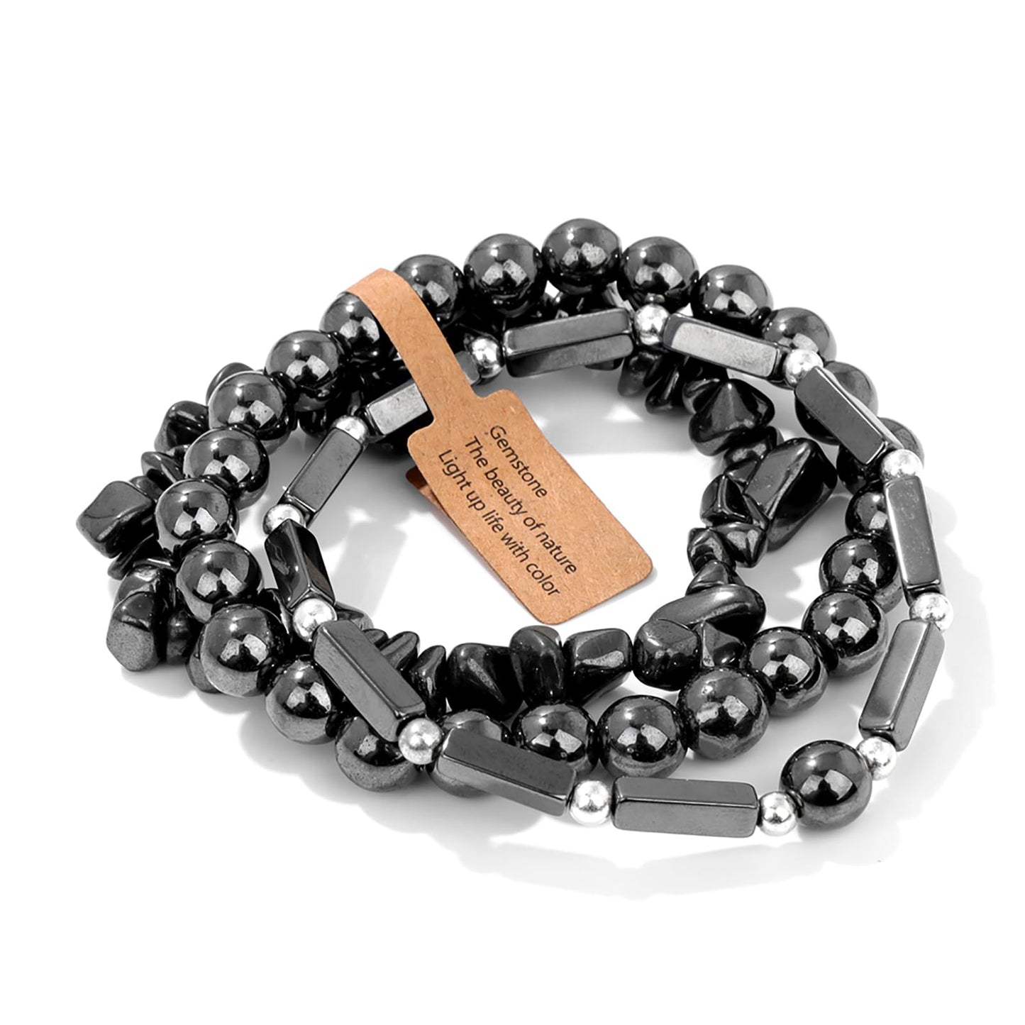 IVY TAILI 3 Pcs Black Hematite Bracelet for Women 8mm Hematite Crystal Bracelet for Women Hematite Jewelry Natural Healing Protection Stone Bracelets Beaded Bracelets Gift for Men Women