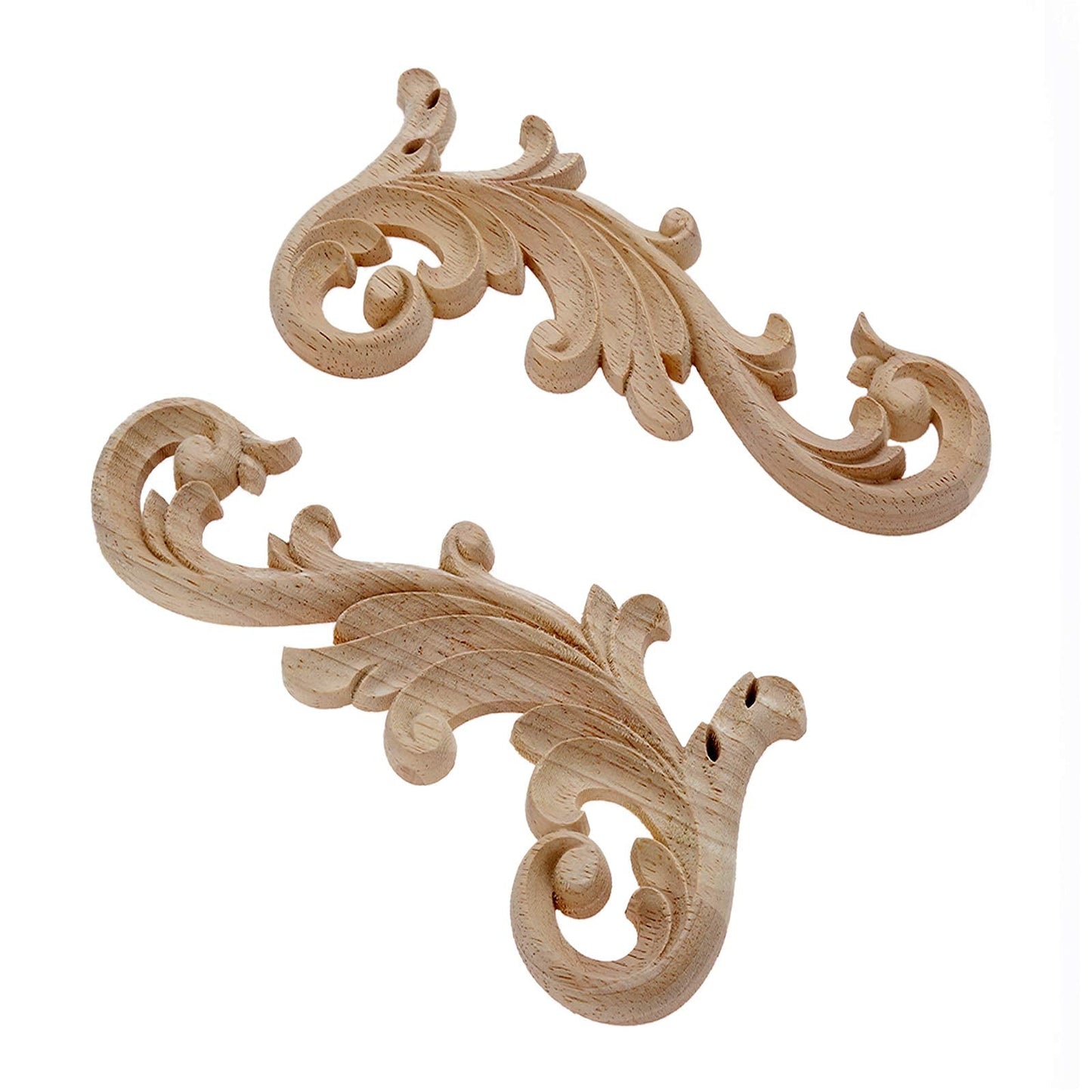 MUXSAM 2-Pair Clear Carved Wood Appliques Onlay, 20x9cm/7.87x3.54inch, Door Decorative Excellent Funiture Decal Sticker for Cabinet Drawer Window Dresser