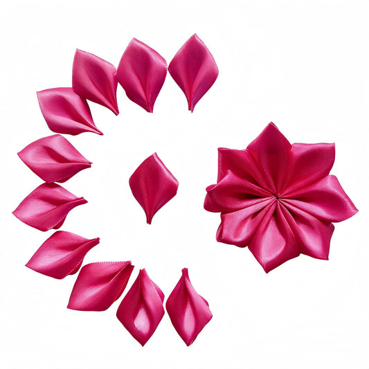 300 Pcs Decorative Pre-made Satin Ribbon Petals - Half-finished Floral Craft Supplies for Wedding Bouquets, Mother's Day Wreaths & Valentine's Day Gift Arrangements (300 Petals Hot Pink)