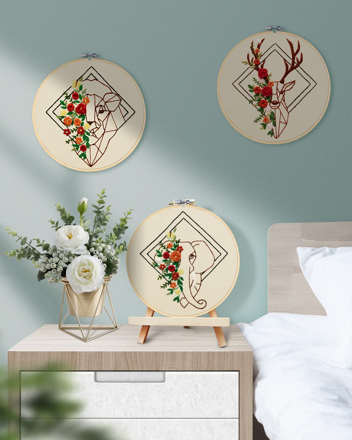 12 Pieces Embroidery Hoops, 3 inch to 8 inch Bamboo Frame Circle Cross Stitch Hoop Ring Embroidery Hoops Set for Embroidery and Cross Stitch