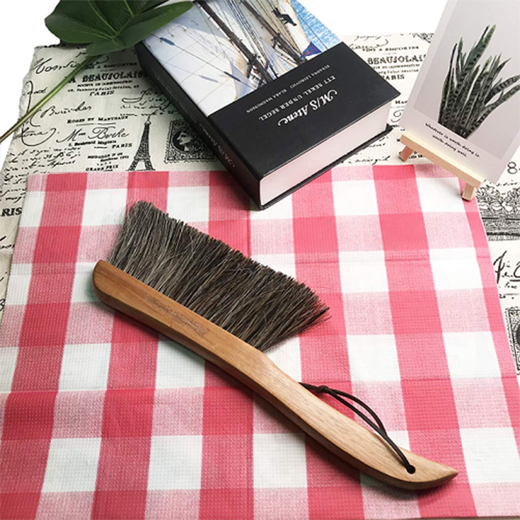 AMERWASH PLUS Counter Brush for Furniture, Drafting, Patio, Bed, Fireplace, Woodworking Cleaning, Horsehair Bristles Duster Wooden Handle Shop Brush, Hand Broom Brush - 2 Pack