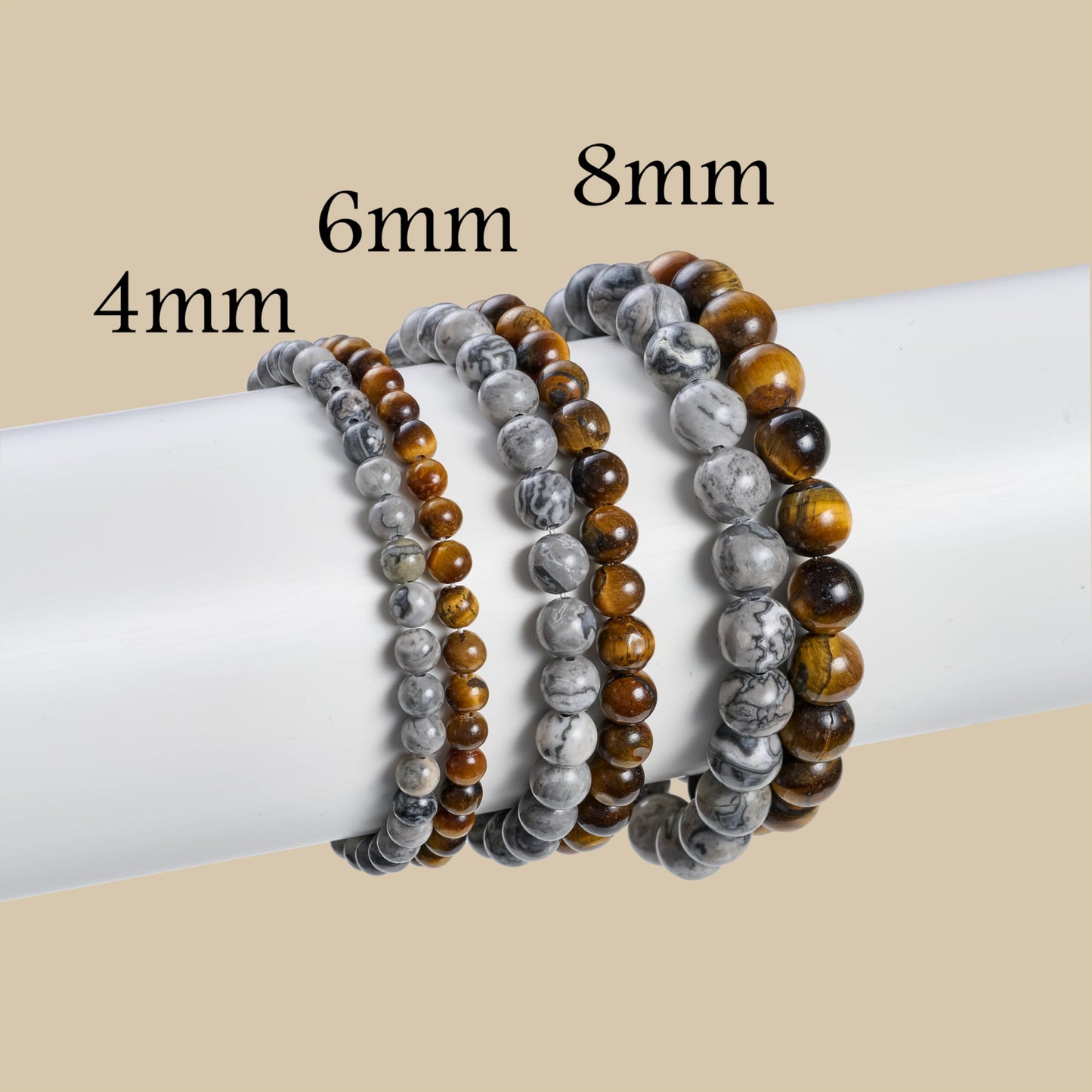 Bivei 2-Piece 8mm Beaded Bracelets for Women – Tiger Eye, Picasso Jasper – Handmade Natural Crystal Stretch Elastic Jewelry for Meditation, Yoga, Protection Gifts