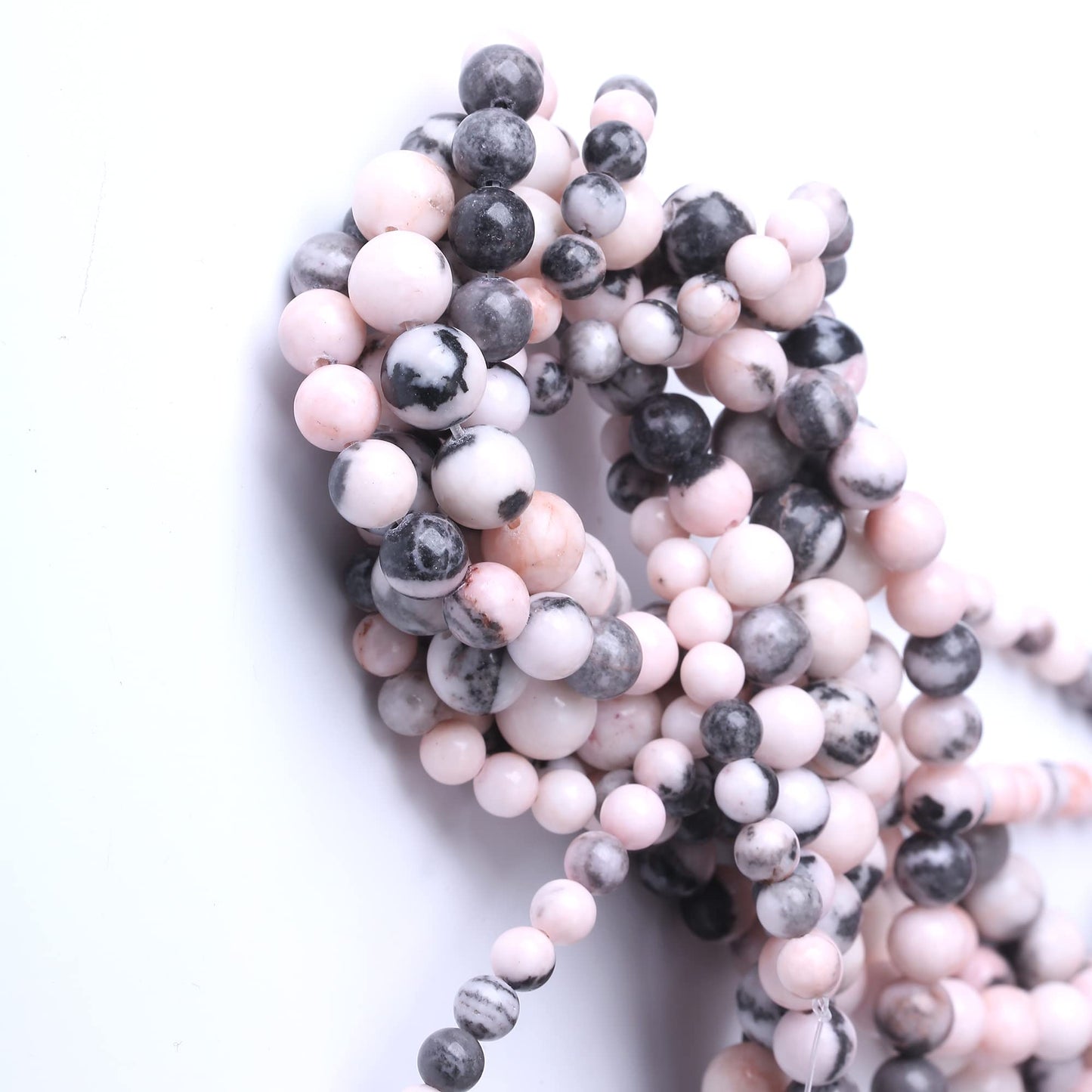 8MM Pink Zebra Jaspers Round Loose Beads Natural Gem Beads Crystal Energy Stone Beads for Jewelry Making DIY Bracelet Necklace