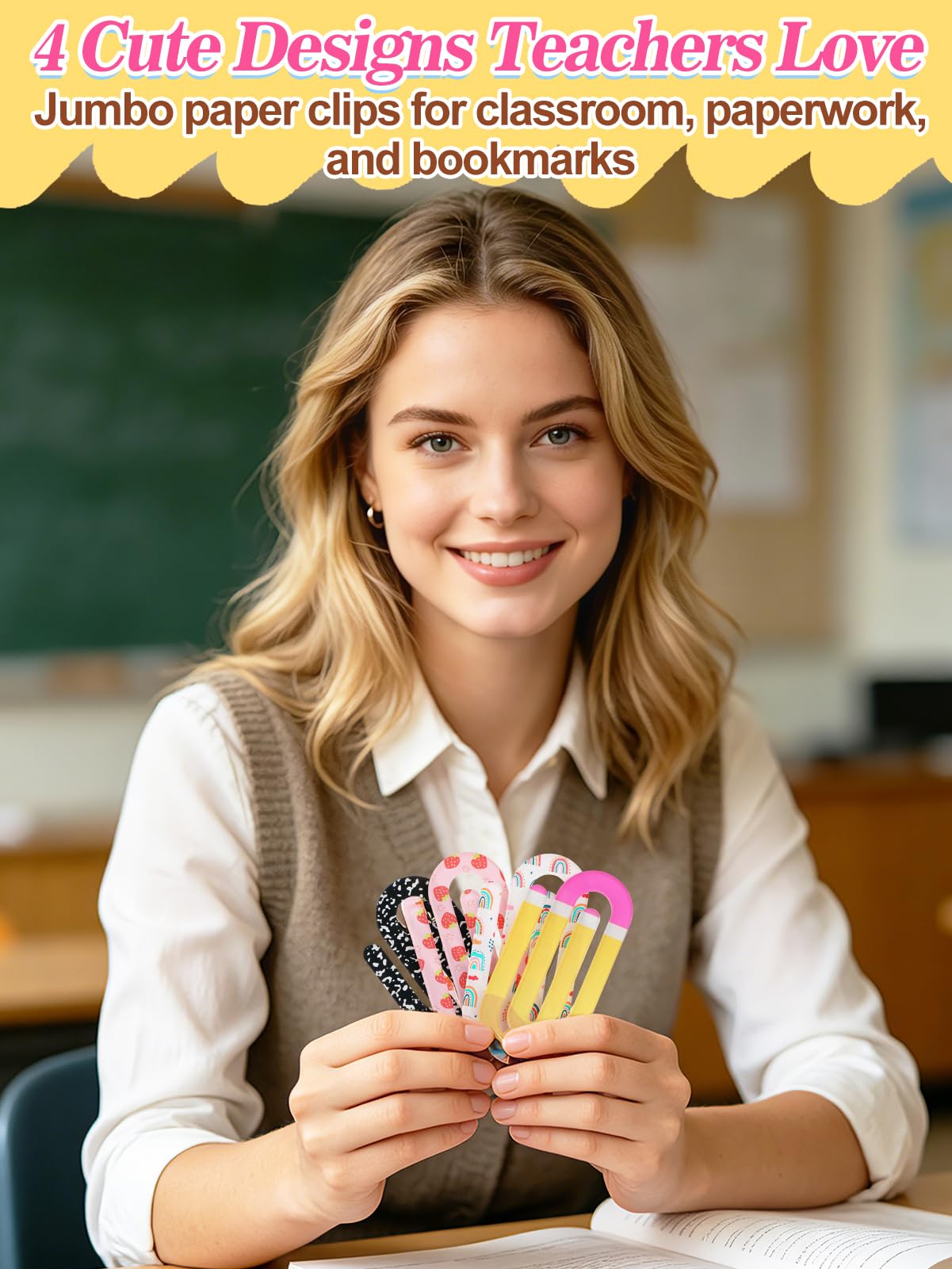 3.9in Cute Jumbo Paper Clips Teacher Appreciation Gifts - 20Pcs Acrylic Large Paperclips Teacher Gifts Bulk for Office Paperwork Classroom Bookmark Back to School Supplies