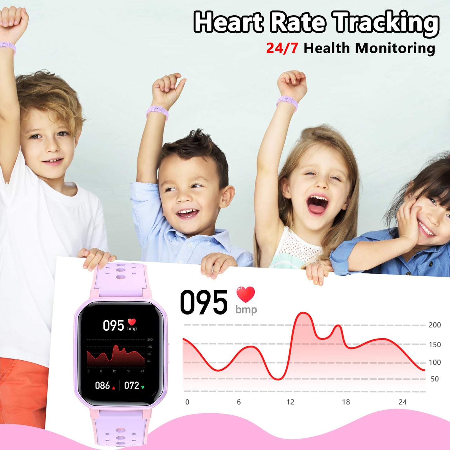 JOYELE Smart Watch for Kids Teens, No Phone Needed Fitness Tracker Boy Girls Watch with 19 Sport Modes, Pedometer, Sleep Monitor, Kids Watch Birthday Gifts Toy Gift for Girls Boys 6-16 (Purple)