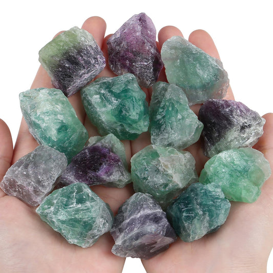 400G Fluorite Crystals Raw Healing Crystal Rocks Large 1" Bulk Gemstones for Tumbling Cabbing Fountain Decoration Polishing Wire Wrapping Wicca Reiki 0.9 lbs Rough Quartz Stones