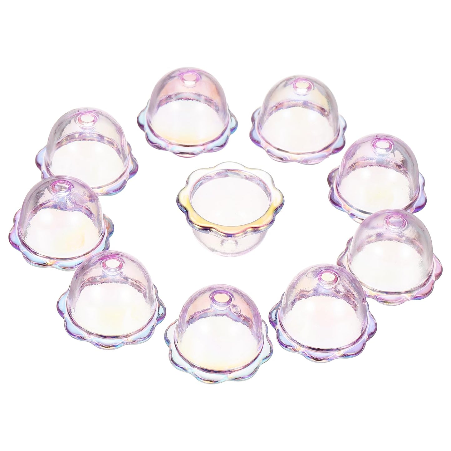 uxcell 50Pcs Trumpet Flower Beads, Acrylic Flower Caps Floral Jellyfish Bead with Hole for DIY Necklace Earrings Bracelets Bag Chains Crafts Jewelry Making, Purple