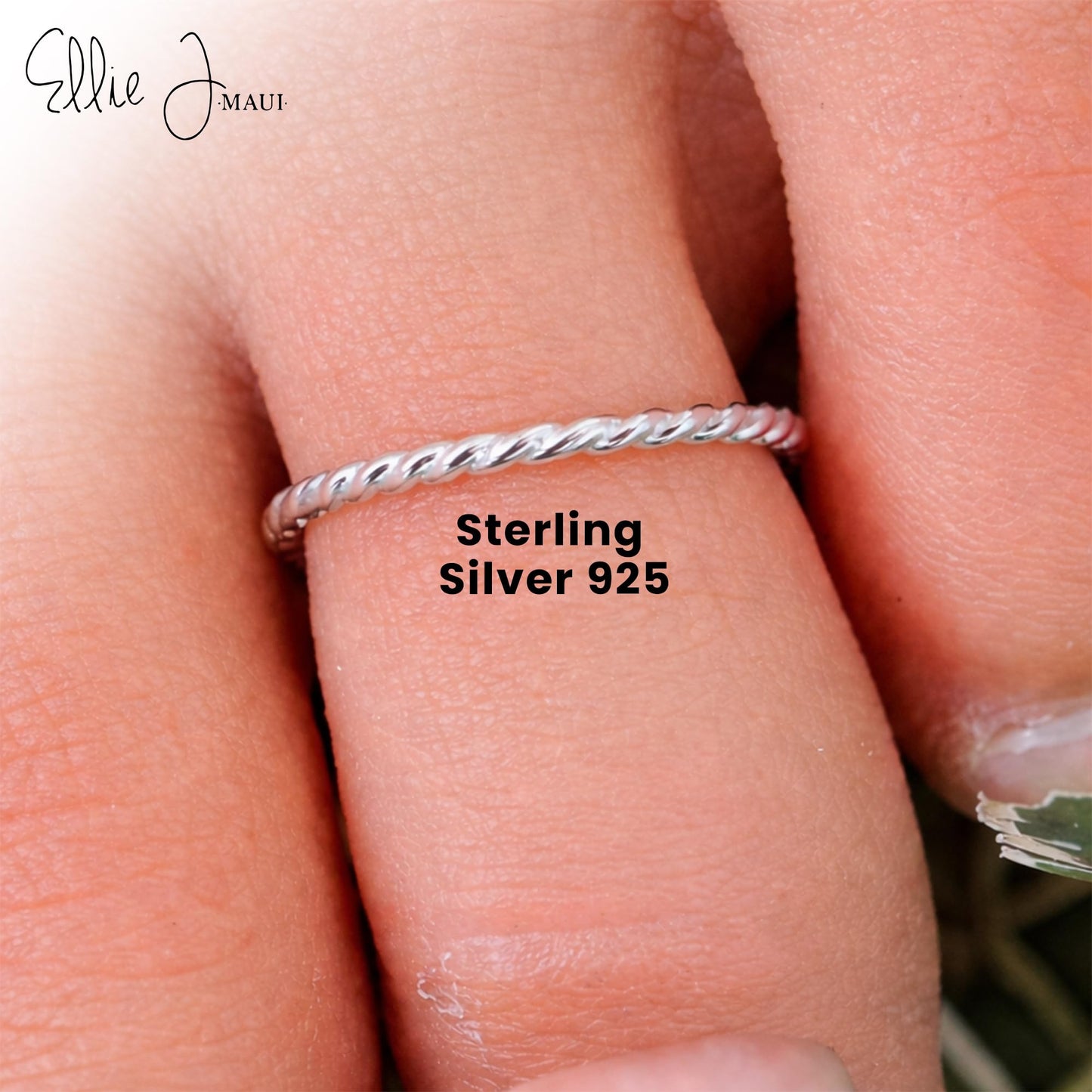 Ellie J Maui 925 Sterling Silver Adjustable Toe Ring – Rope Twist Design | Non-Tarnish Open Cuff | Handmade Minimalist Toe Jewelry for Women | Waterproof, One Size Fits Most (Single Sterling Silver)