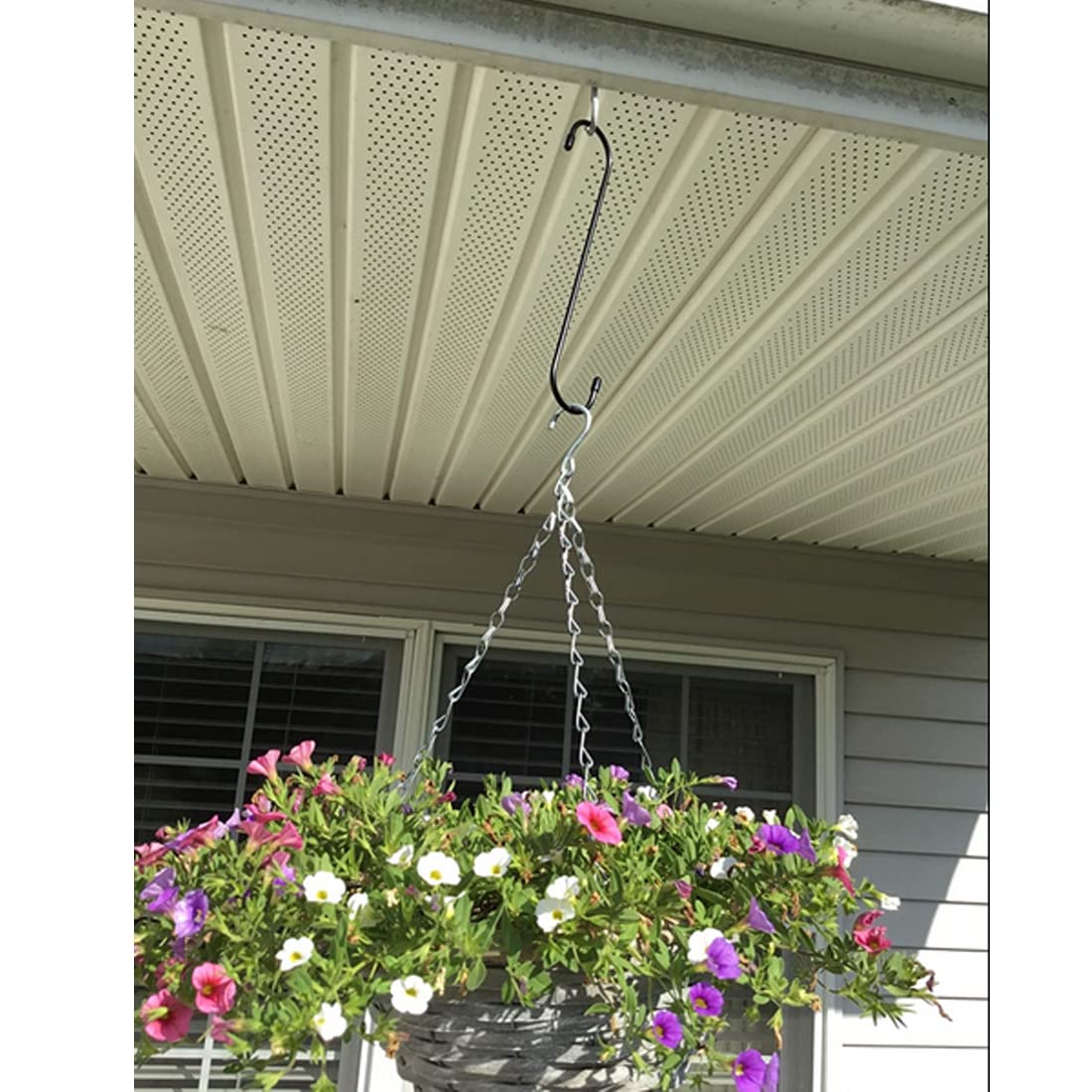 Lchkrep Plant Hooks 6 Pack 10 inch Black,Large Plant Hanger S Hook Garden Hooks for Plants, Hanging Baskets,Flower, Pergola,Garden,Patio,Kitchen,Indoor Outdoor Uses (Black-10inch)