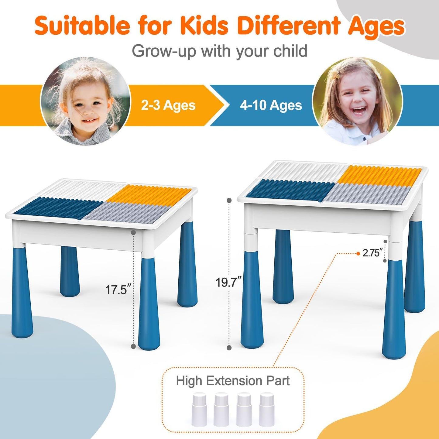 arscniek Toddlers Activity Table 7 in 1 Kids Activity Tables and 4 Chairs with 152Pcs Large Marble Run Building Blocks, Sand/Water Tables, Kids Learning Play Table Toys for Girls Boys Toddler Age 3-7