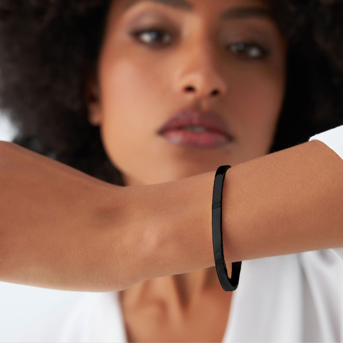 MARYLAX Black Bangle Bracelets for Women, Trendy Dainty Stainless Steel Oval Bangles Bracelet for Women, Stackable Friendship Bracelets Love Bangle Christmas Birthday Gifts