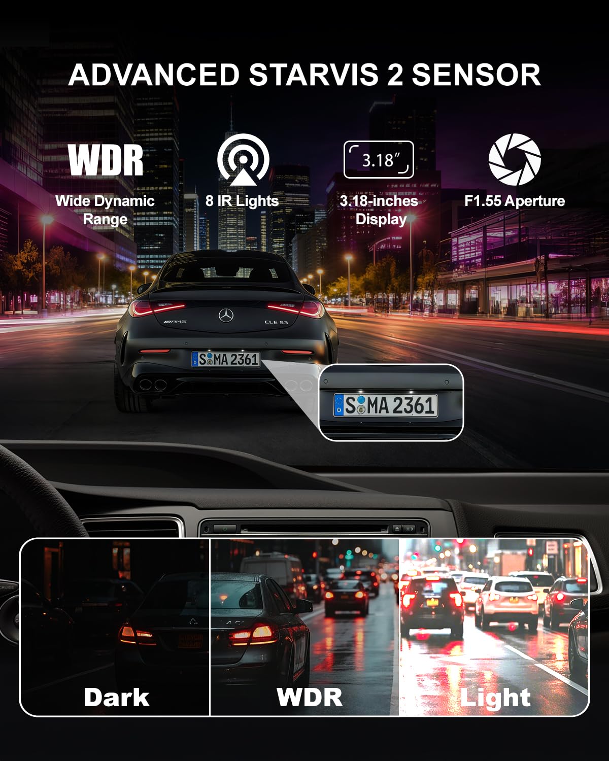Dash Cam Front and Rear, 4-Channel 360° Coverage Car Dash Camera with STARVIS 2 Night Vision, GPS, 5.8GHz WiFi, 24H Parking Monitor, G-Sensor, 170° Wide Angle, 128GB Card Included