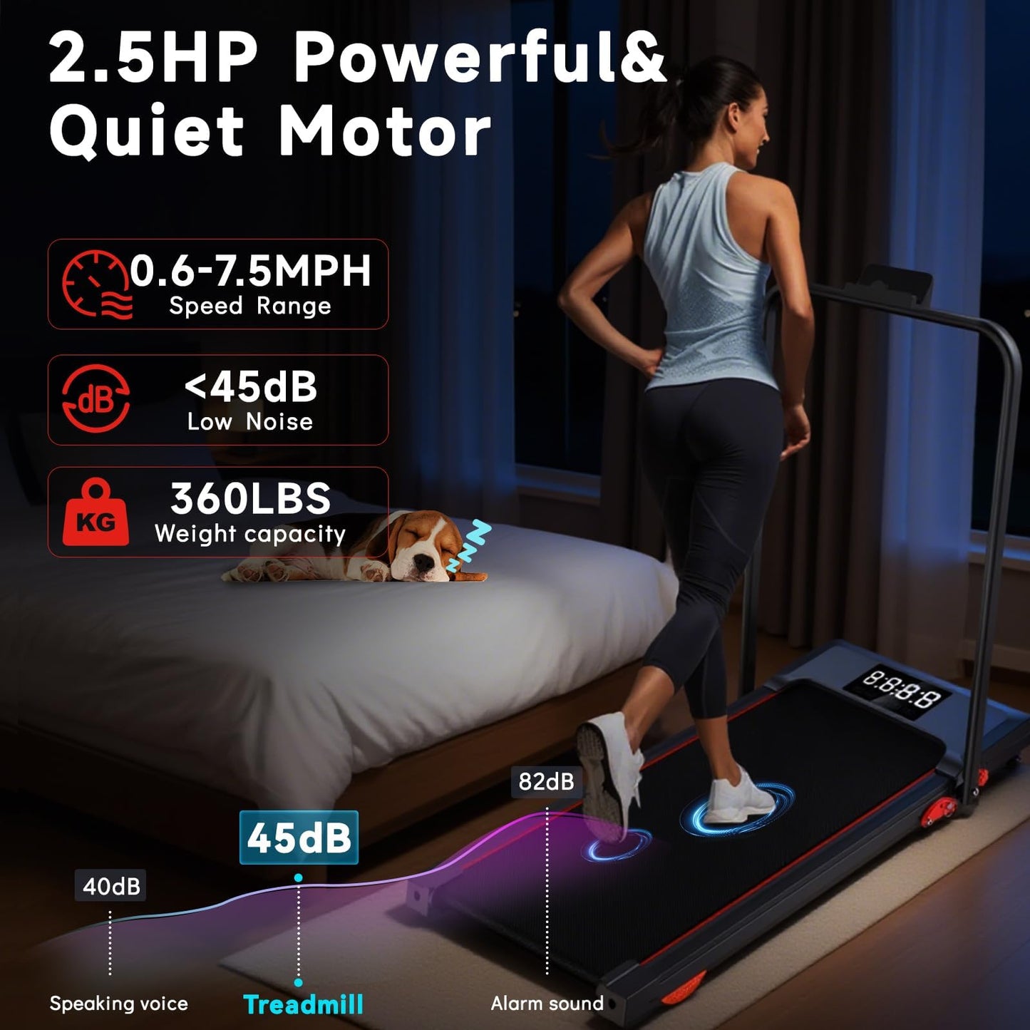 Joxir Walking Pad Treadmill with Incline, 7.5MPH Under Desk Treadmill for Home Office, 360 Lbs Capacity Portable Treadmills with Remote Control, Led Display