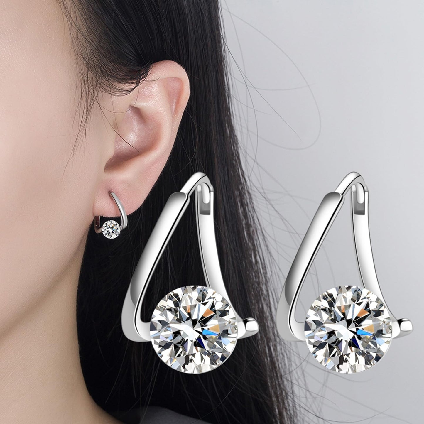 Lymphatic Earrings for Women Silver Zircon Hoop Huggie Earrings Dainty Fashion Jewelry Gifts
