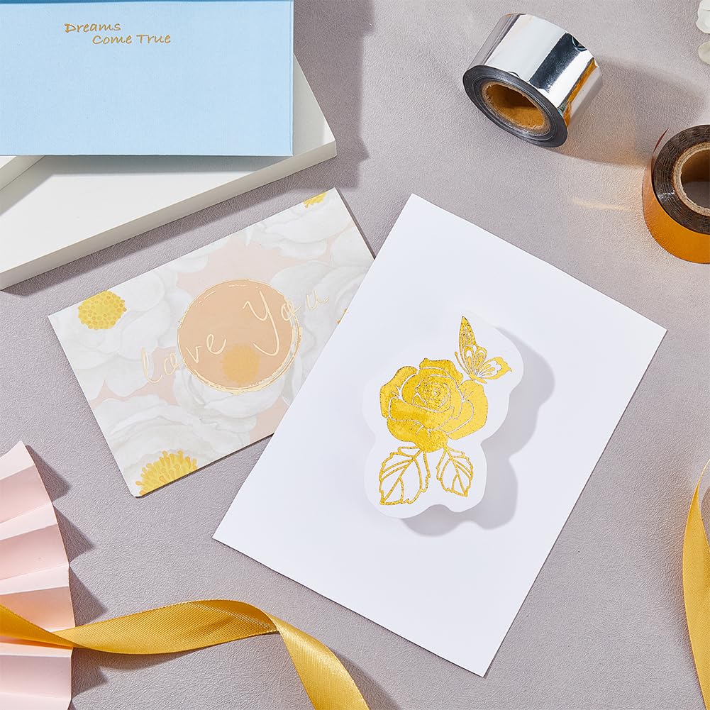 SUPERFINDINGS 2 Colors 60m/Roll Hot Foil Transfer Roll Hot Foil Stamping Paper 3cm Width Metallic Heat Transfer Foil Papers for Foil Quill/Heat Foil Pen Craft Scrapbooking Card Making