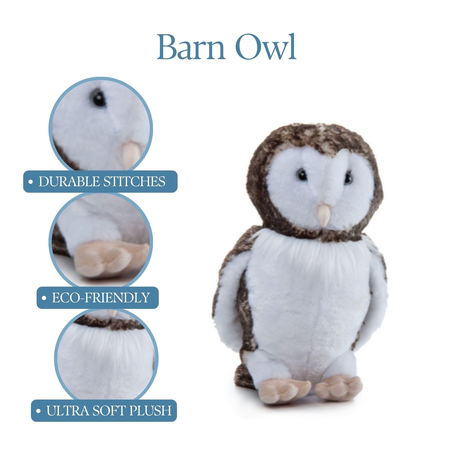 The Petting Zoo Barn Owl Stuffed Animal Plushie, Gifts for Kids, Wild Onez Farm Animals, Zoologee Barn Owl Plush Toy 12 Inches