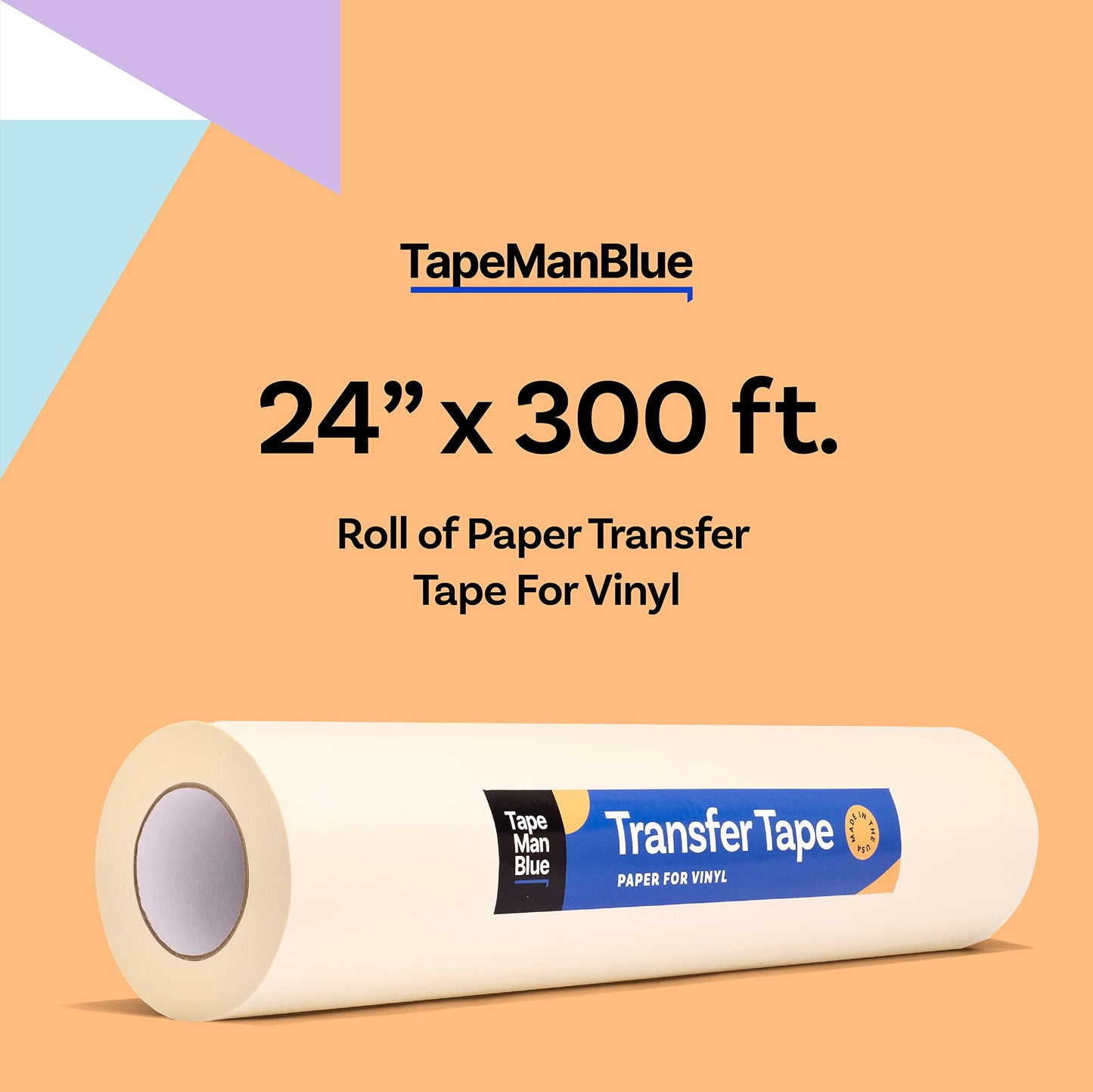 24 inch x 100 Yard Roll of Vinyl Transfer Tape Paper with Layflat Adhesive. Premium-Grade Application Tape for Vinyl Graphics and Sign Making. Made in the USA