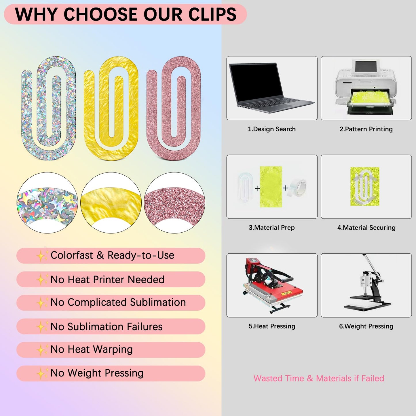 12 Pcs Jumbo Acrylic Paper Clips, 4"x2" Large Plastic Paper Clips, Bright Colors, Classroom & Office Supplies, Back to School Gifts for Teachers & Students, Desk Org & DIY Charms & Accents & Bookmarks
