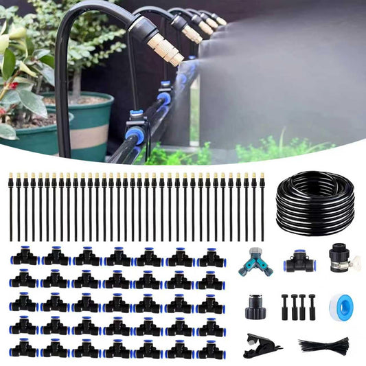 131FT Drip Irrigation Kits with Quick Connector,Automatic Irrigation System with Replaceable 360-degree Bending Dropper,atomizing Copper Nozzle for Watering System for Garden Plant Lawn Patio.