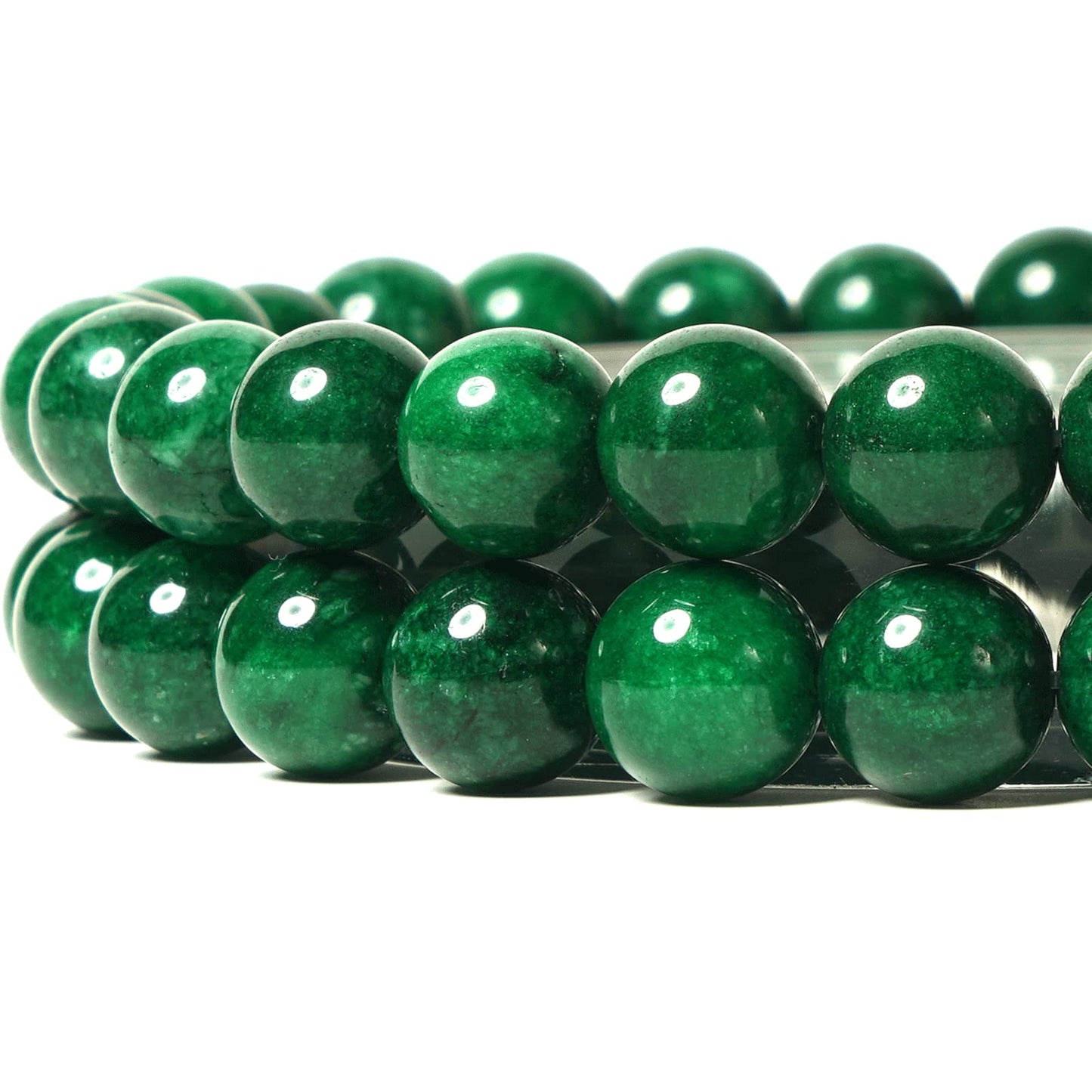 10mm Natural Blackish Green Chalcedony Round Bead - 35PCS Bulk Gemstone Beads for Jewelry Making, DIY Bracelets, Necklaces - Includes Crystal Stretch Cord - Stone Beads for Crafting Gifts
