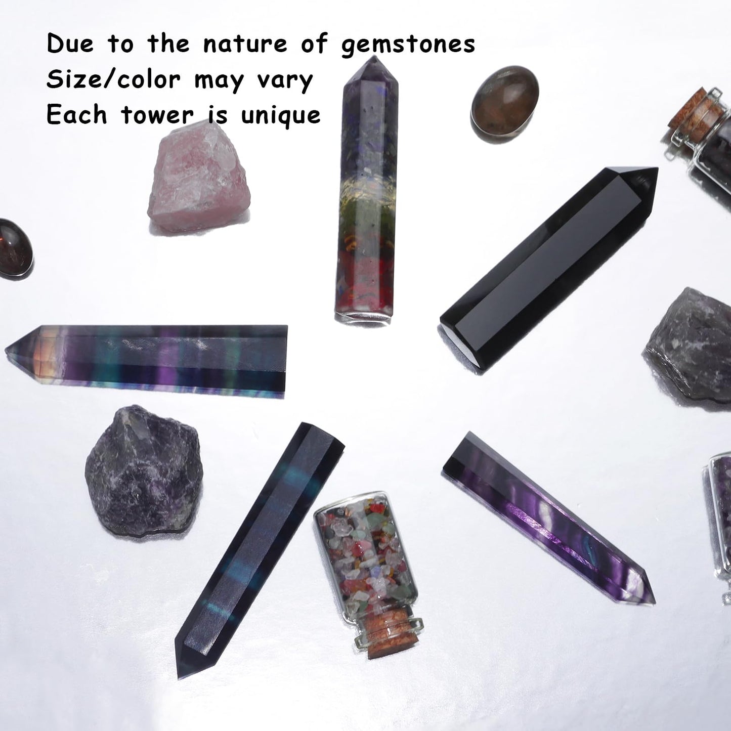 Fluorite Healing Crystals Wand, 3" Natural Crystals and Healing Stones, Polishing Reiki Energy Gemstones Crystal Points for Meditation Spiritual Decor Gifts for Women (Rainbow Fluorite-Large)