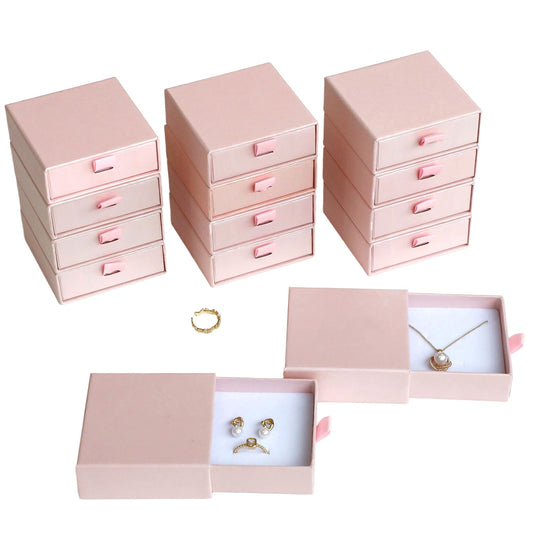 40Pcs Pearlescent Pink Small Jewelry Boxes 3.54×3.54×1.26in Cardboard Jewelry Gift Boxes Jewelry Packaging for Small Business for Necklace Ring Bracelet Earring Display Box