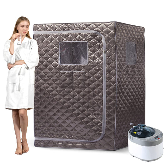 Smartmak Full Size Steam Sauna, One or Two Person Whole Body Large Space Home Spa, 4L Steamer Included-Darkgrey
