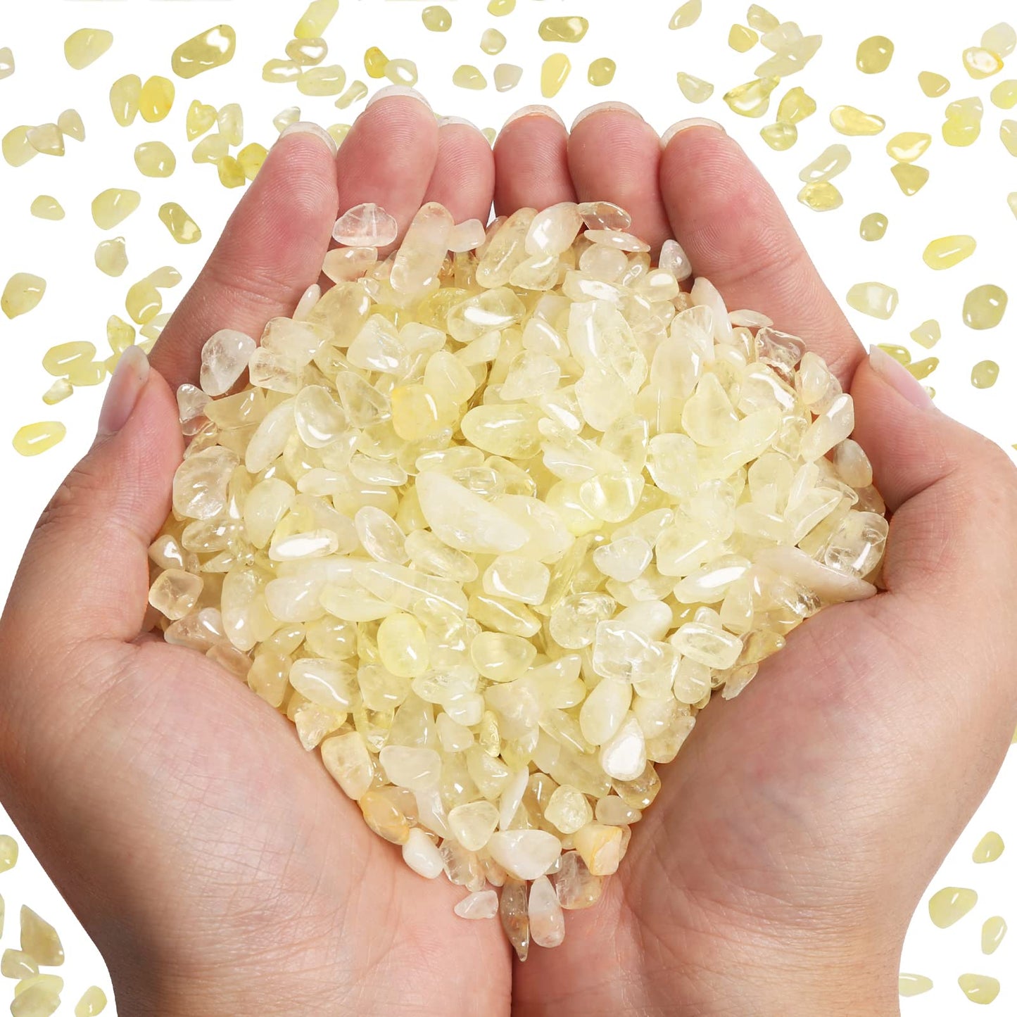 QICQDRAM Polished Gem Stones Rocks Crystals 0.9 Lb/405g Tumbled Stones Citrine Crystal Chips Bulk for Healing Crystals & Fish Tank Rocks Gravel, Vase Filler, Plants Decor