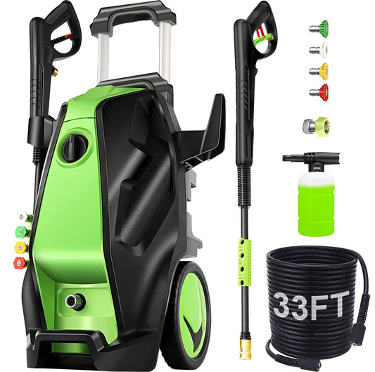 commowner 5000PSI Pressure Washer with 33FT Hose Power Washers Powered Professional High Pressure Washer Machine, Foam Cannon, 4 Tips, powerwashers for Home Cars, DGreen