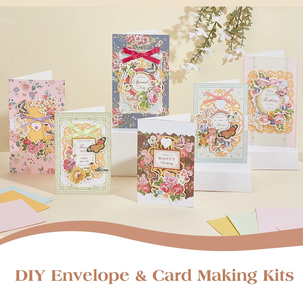 AHANDMAKER Handmade Greeting Card Making Kits, DIY Thank You Card Set Flowers Theme Paper Envelopes Cards Stickers for Christmas Thanksgiving Mother's Day Birthday Gifts Crafts Decorations