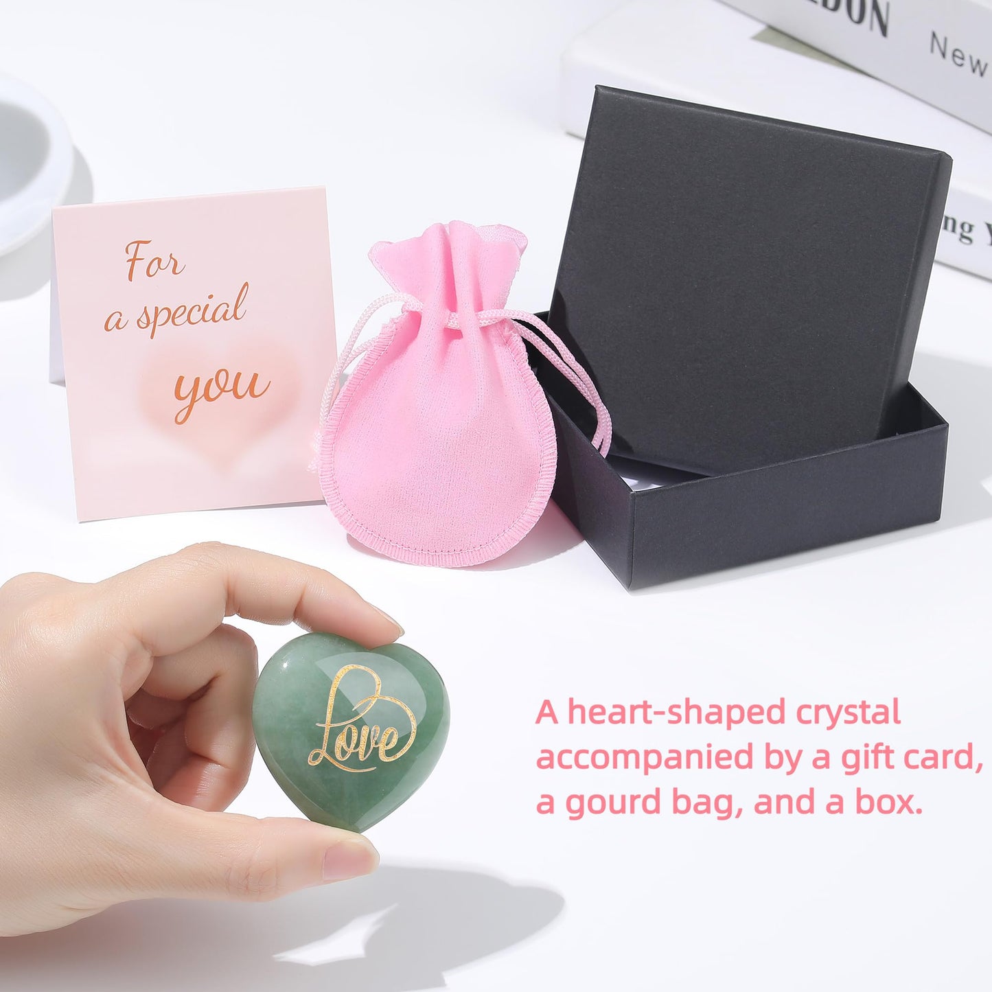 ZHIYUXI 45mm Green Aventurine Engraved Heart Stone St Patricks Day Decorations Healing Crystals Gem Stones Heart Shaped Rocks Polished Green Stones Meditation Healing Gifts for Women Reiki