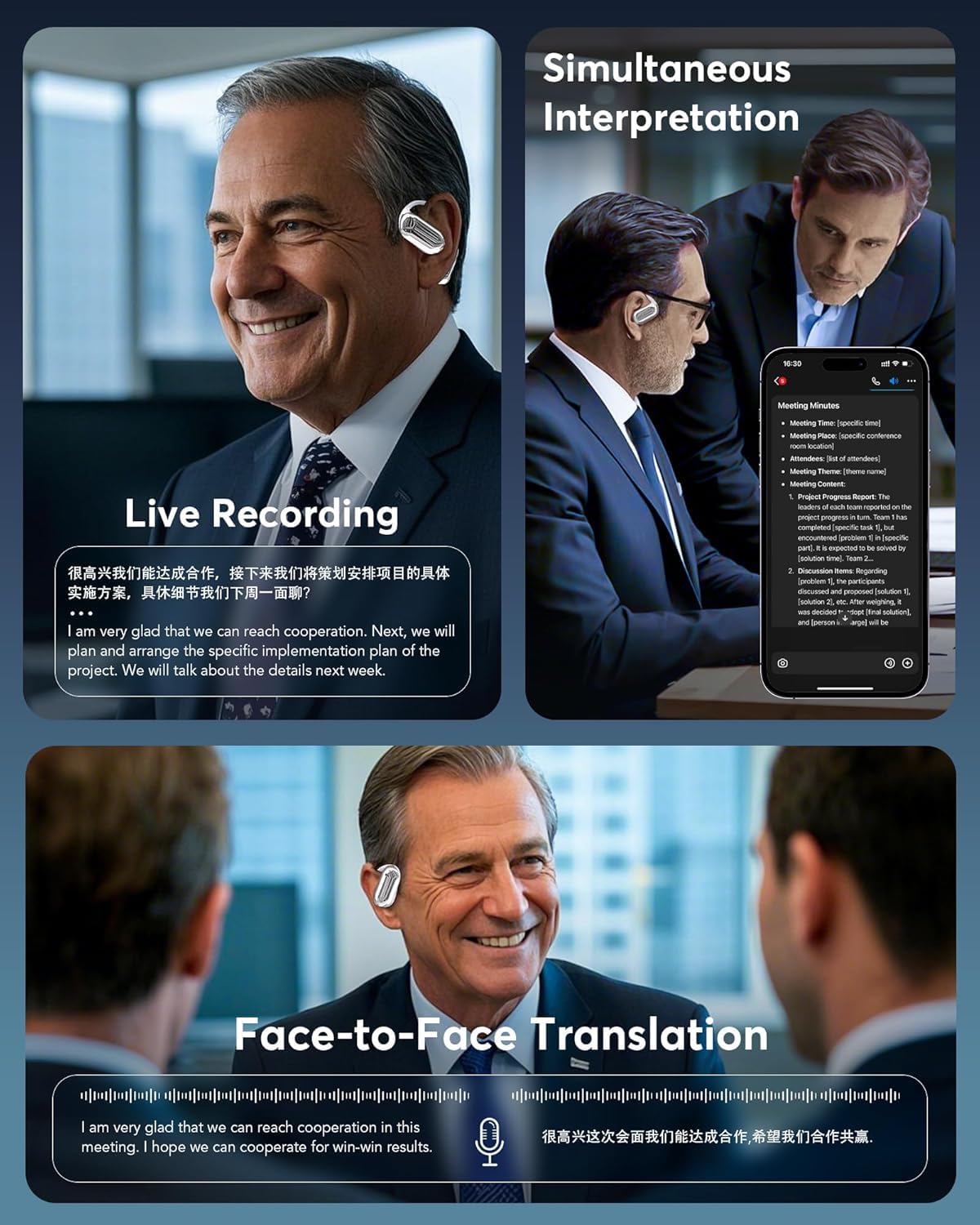 AI Translation Earbuds, Language Translator Earbuds Real Time for 144 Languages,audifonos traductores inglés español,Bluetooth 5.4 LCD Touch Screen Earphones,Ideal for Travel Business Learning