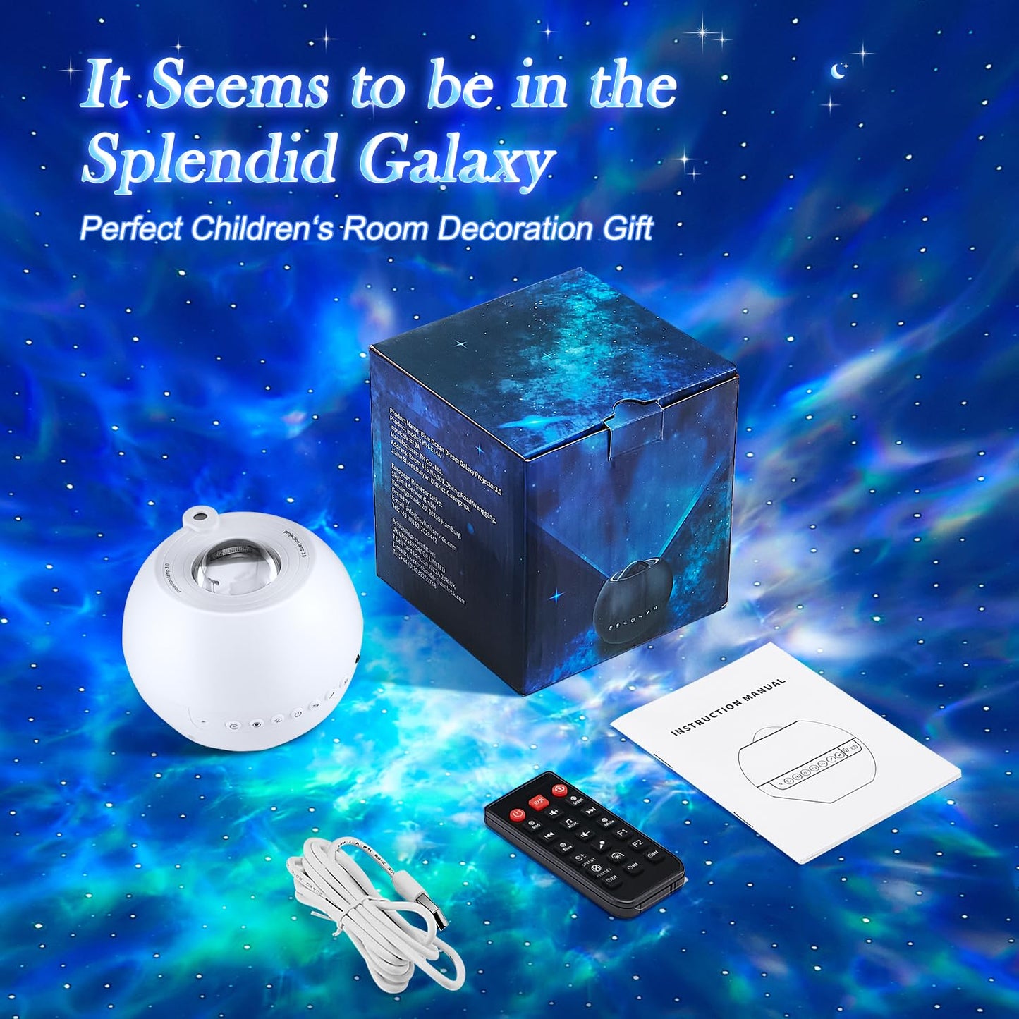 One Fire 360 Lights Galaxy Projector Night Light Projector Star Projector Mothers Day Gifts Teen Girl Gifts for Boys Gift Ideas Women Gifts Birthday Gifts Lava Lamp 15 White Noise+Bluetooth Room Decor