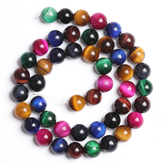 4MM 88PCS Colorful Tiger Eye Natural Stone Beads Crystal Spacer Loose Beads for Jewelry Making DIY Bracelet 1 Strand 15 inches
