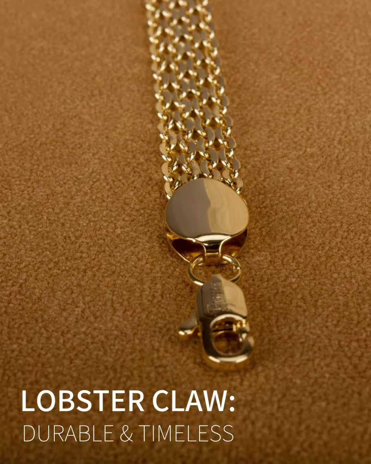 kptophk 14K Gold Plated 10mm Mesh Chain Link Bracelet | Gold Bracelets For Women | Jewelry Gift (Size: 8.2inches)