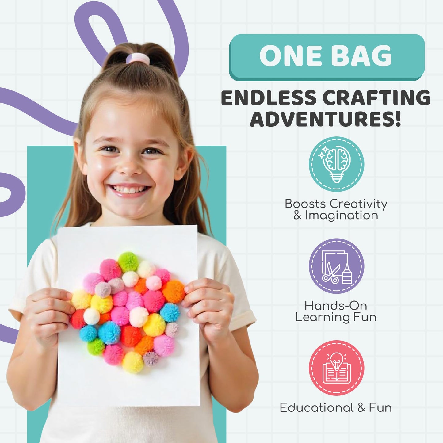 Yameer Arts and Crafts Supplies for Kids 1500+ Pcs - All in One DIY Art Craft Supplies for Kids and Toddlers - Kid Crafting School Supply Kit & Materials Age 4 5 6 7 8 9