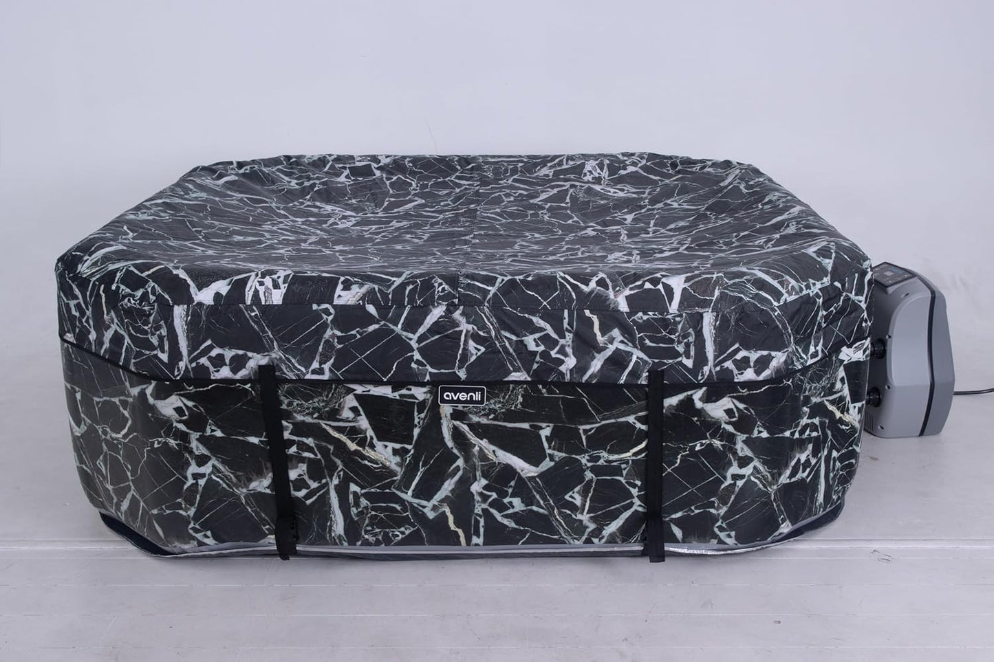 Inflatable Hot Tub Square for 4 Person, 82.7 in Outdoor Spa with 105 Bubbling Jets, Wave Massage System, Marbleized Design