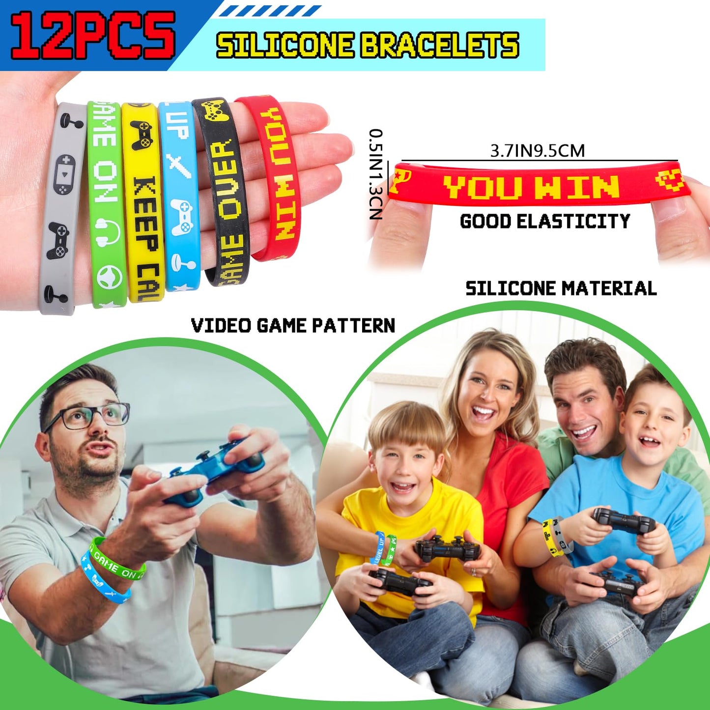 Winrayk Video Game Party Favors Gamer Birthday Supplies Kids, Non Woven Bag Silicone Bracelet Stamper Glow Sticker Keychain, Goodie Stuffer Pinata Filler Game On Gift Boys Gaming Party Favors Decor