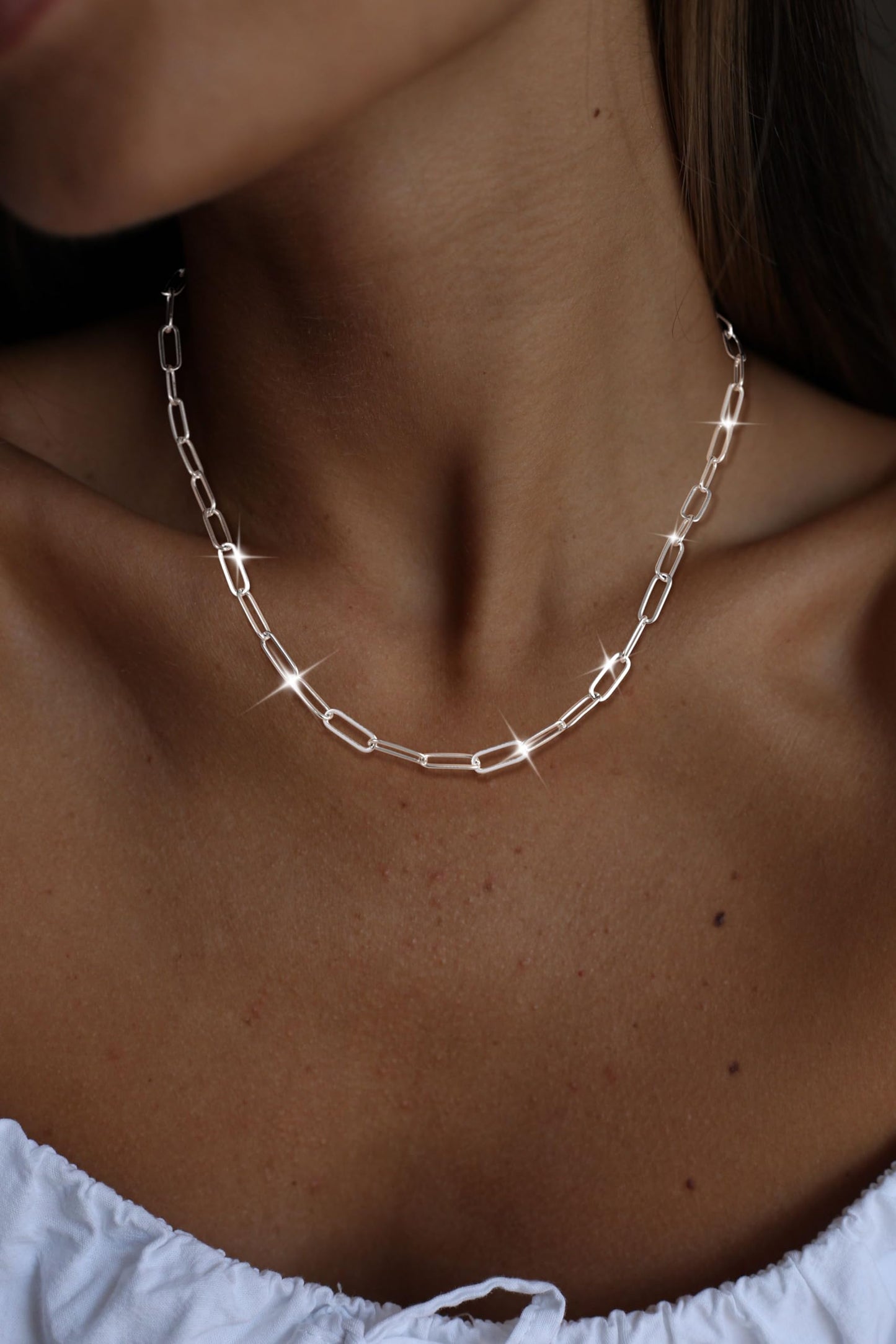 MBW Silver Chain Necklace, Simple 925 Sterling Silver Paperclip Necklaces for Men Trendy 20in Long Minimalist Chunky Thick Waterproof Fashion Link Necklace Jewelry Gifts for Women