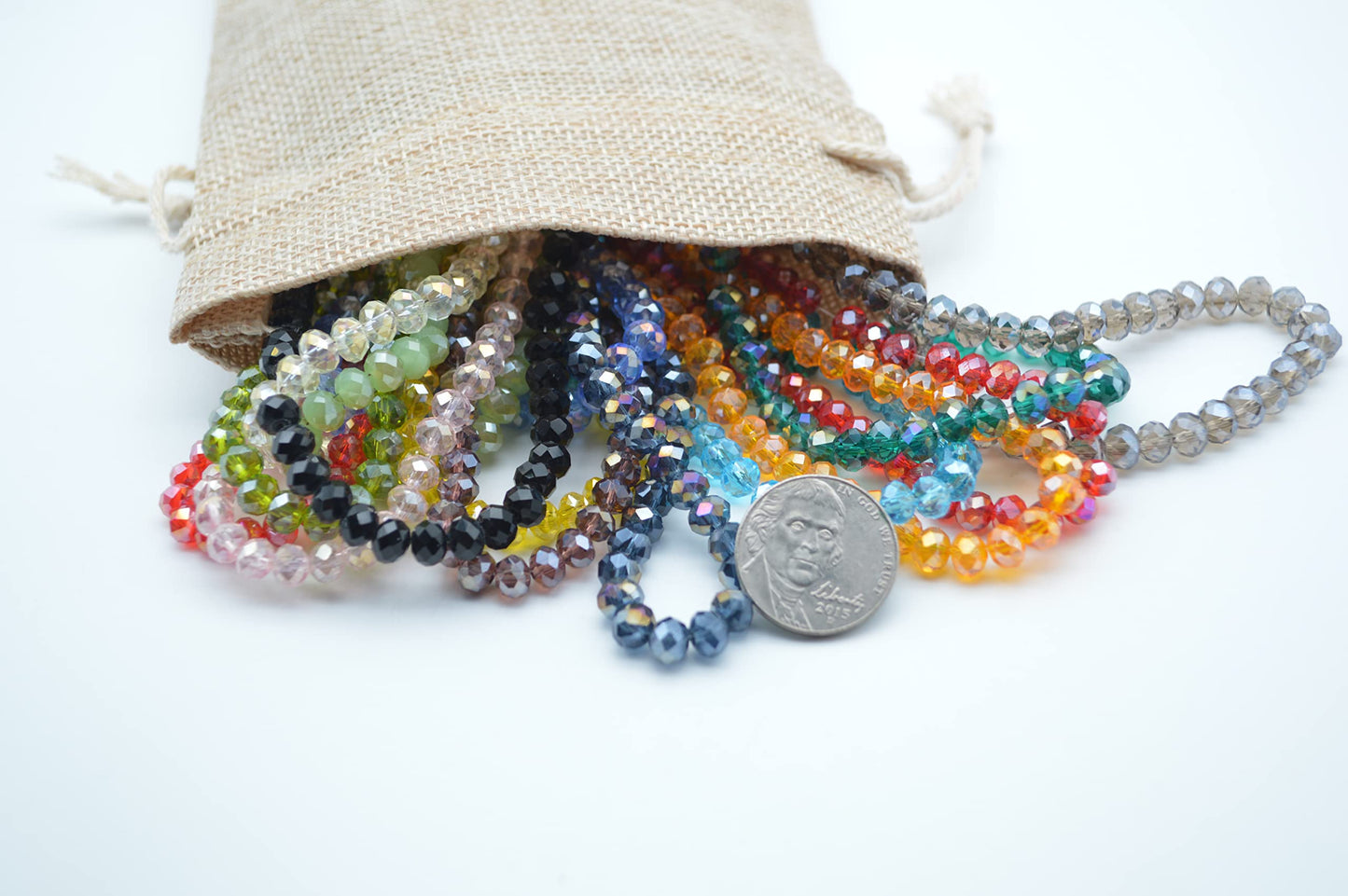 Catotrem Faceted Glass Crystal Beads Strands Briolette Rondelle Crystal Beads Spacer for Jewelry Making 15 Colors 1350pcs 6MM