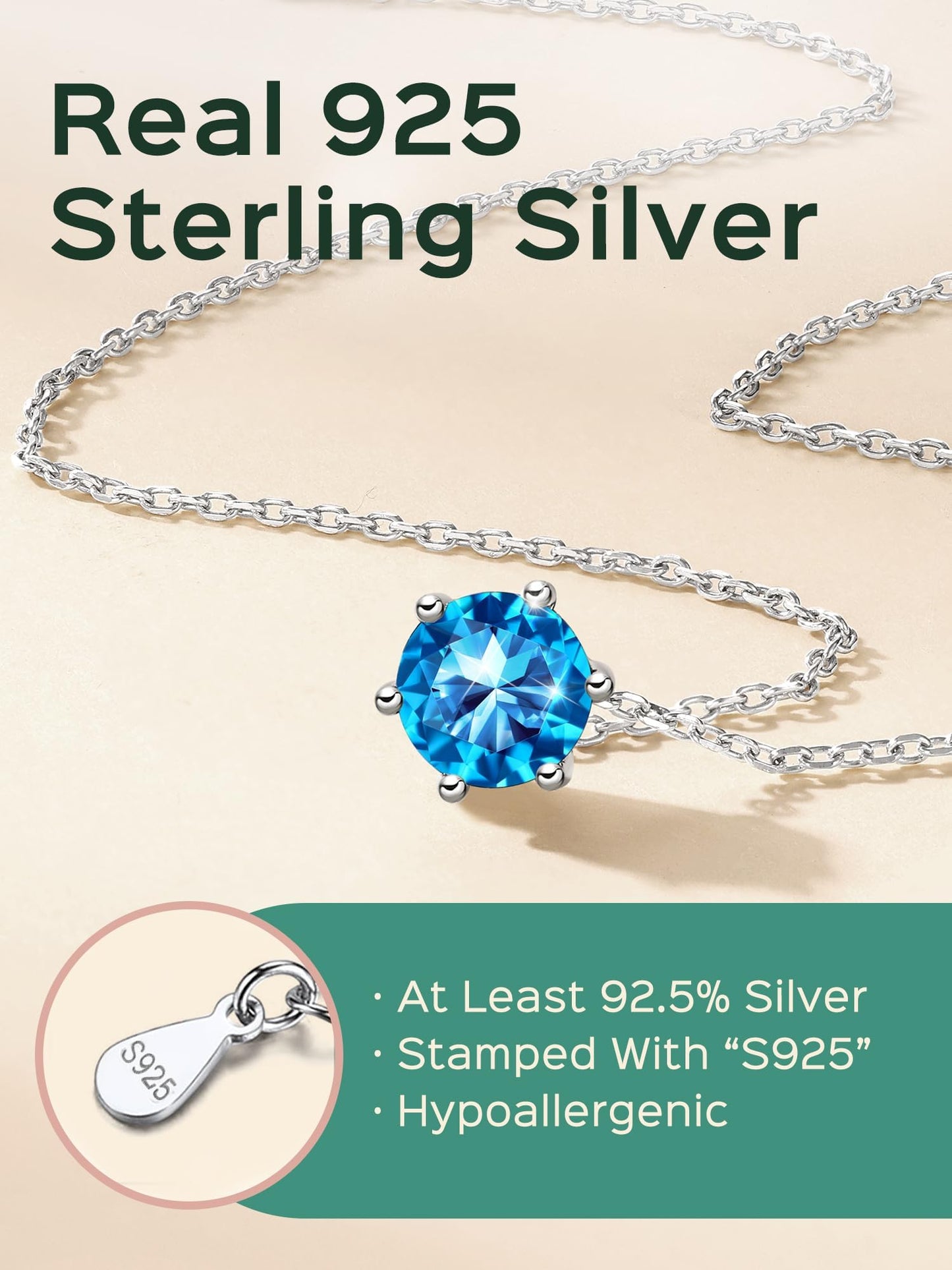 ChicSilver December Birthstone Necklace 925 Sterling Silver tanzanite necklace for women Dainty Tiny blue necklaces for women