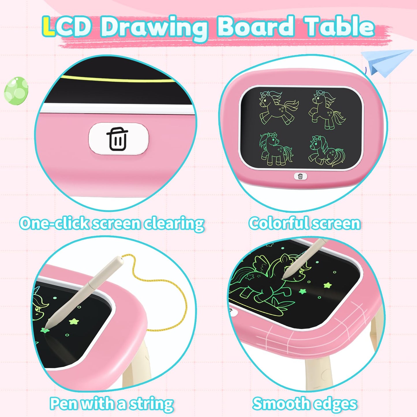 LCD Writing Tablet for Kids 1 2 3 4 5 Year Old - Toddler Drawing Tablet, Drawing Pad & Color Doodle Board Toy, Perfect Birthday & Christmas Gift Toy for 2-3 Year Old Boys and Girls (Pink)