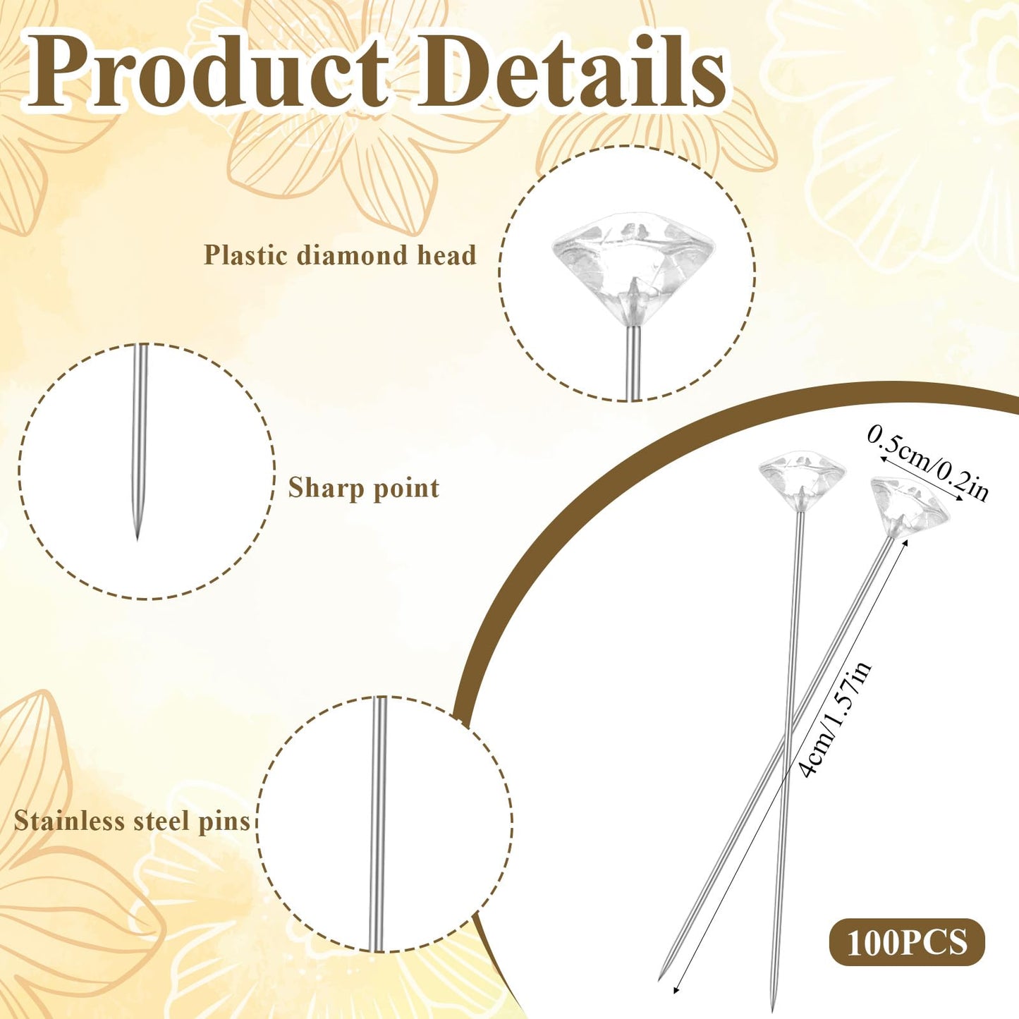 AOZUO 136 Pcs Gold Crystal Brooches for Women, Crystal Flower Brooch Pins with Rhinestones Bulk Brooches Jewelry Rhinestone Embellishments for DIY Jewelry Crafting Sewing Wedding Hair Decoration