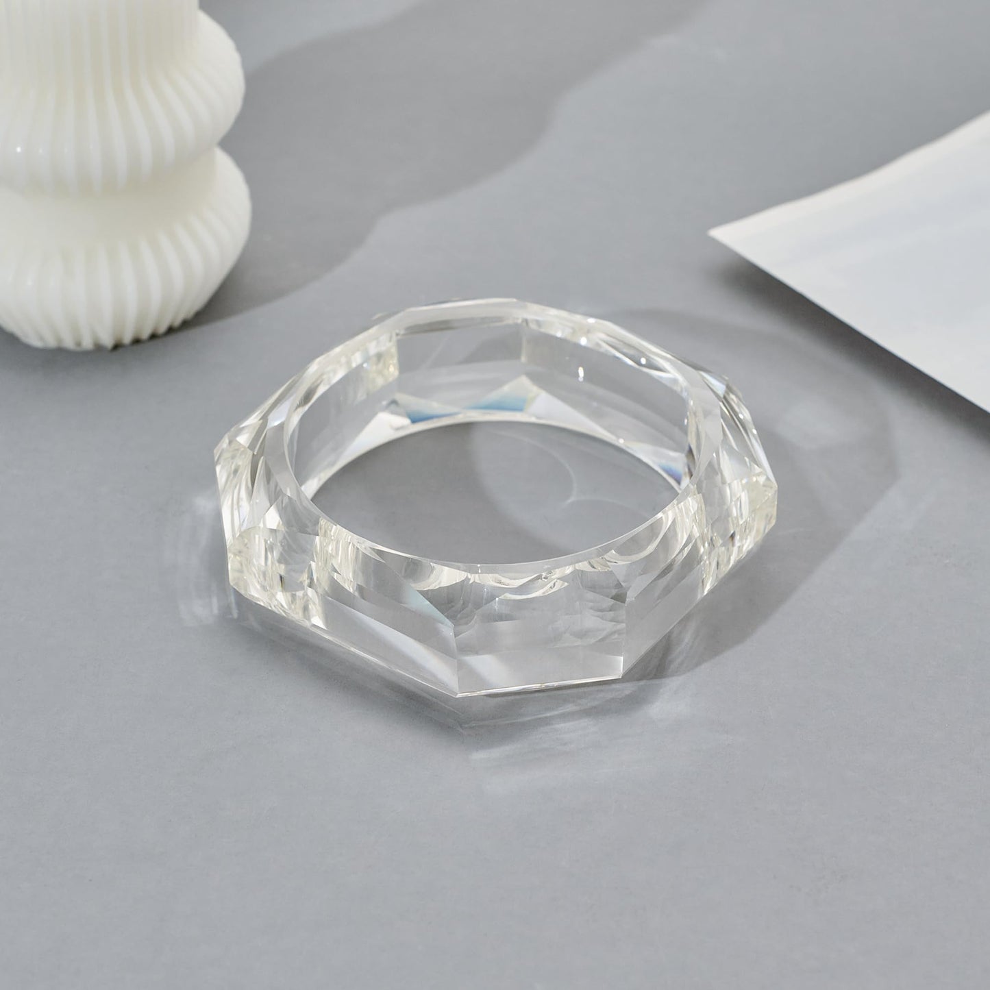 HUAYUNFANG Transparent Acrylic Resin Bracelet for Women Geometric Squre Clear Acrylic Bangles Trendy Acetate Plate Bangle Bracelet Jewelry