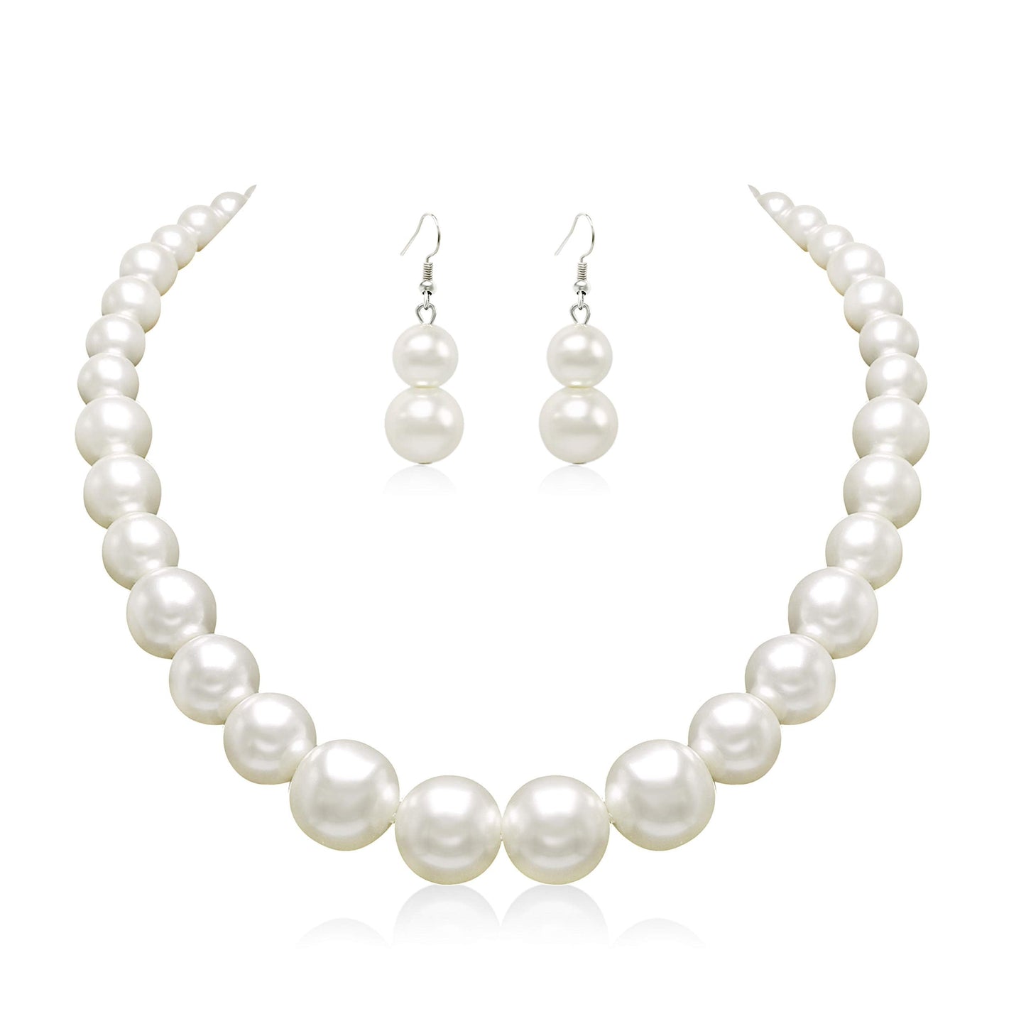 Cryshimmer Pearl Choker Necklace for Women Faux Pearl Beads Strand Necklace Earring Set Costume Jewelry,Christmas Gift for Her